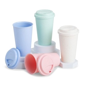 Copo Fibra de Bambu 450ml com Tampa Personalizado