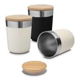 Copo Térmico de Inox com Tampa Bambu Personalizado