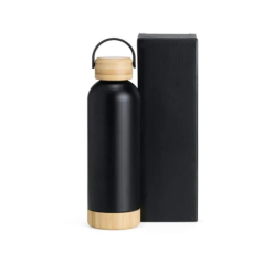 Garrafa Térmica de Bambu e Inox Personalizada