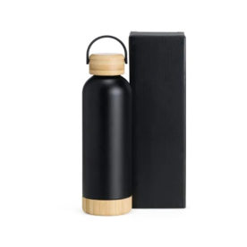 Garrafa Térmica de Bambu e Inox Personalizada