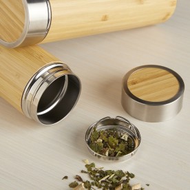 Garrafa Térmica Bambu e Inox Personalizada