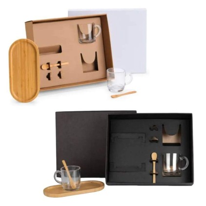 Kit Café com Bandeja em Bambu Personalizado