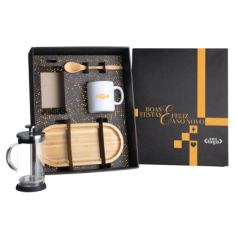 Kit Café com Prensa Francesa e Bandeja Personalizado