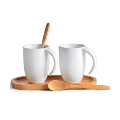 Kit Café/Chá com Canecas e Bandeja Personalizado