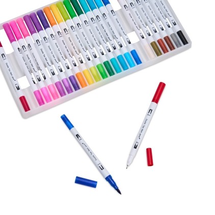 Kit Canetinhas com 24 Cores Ponta Dupla Personalizado