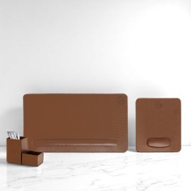 Kit Escritório Ergonômico em Couro Personalizado