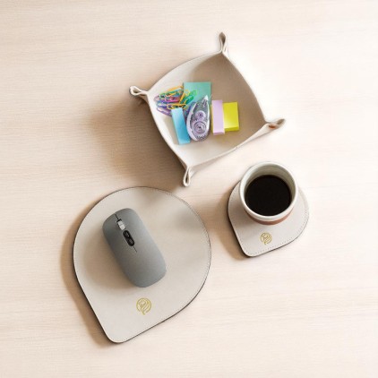 Kit Escritório Moderno em Couro Personalizado