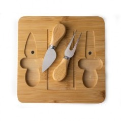 Kit Queijo com Tábua em Bambu e Imã Personalizado