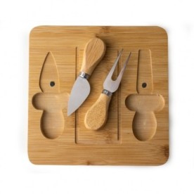Kit Queijo com Tábua em Bambu e Imã Personalizado