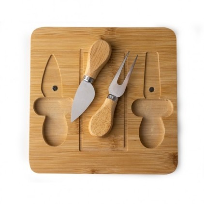 Kit Queijo com Tábua em Bambu e Imã Personalizado