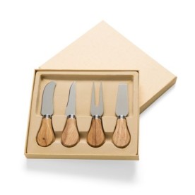 Kit Queijo 4 Peças com Estojo Aveludado Personalizado