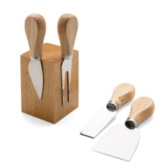 Kit Queijo com Suporte Magnético de Bambu Personalizado