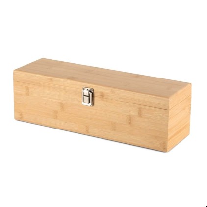 Kit Vinho 4 Peças em Estojo de Bambu Personalizado