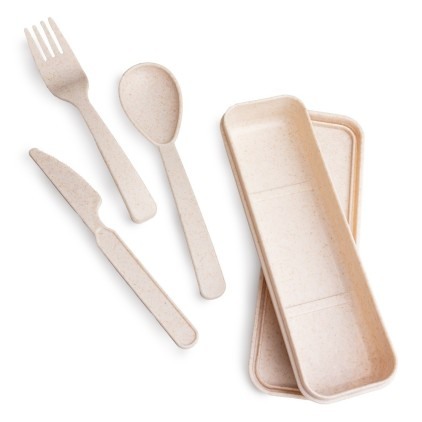 Kit de Talheres Fibra de Trigo com Estojo Personalizado