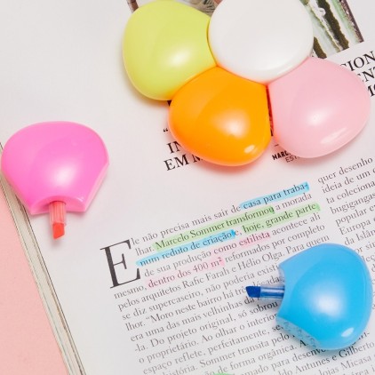 Caneta Marca Texto Formato de Flor com 6 Cores Personalizada
