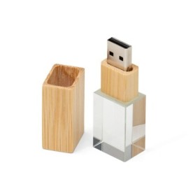 Pen Drive de Cristal e Bambu 8GB Personalizado
