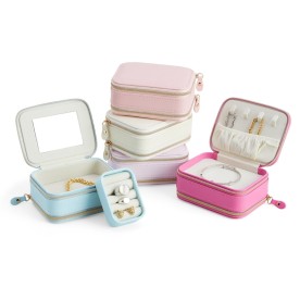 Porta joias de couro sintético c/ 2 comp. Personalizado