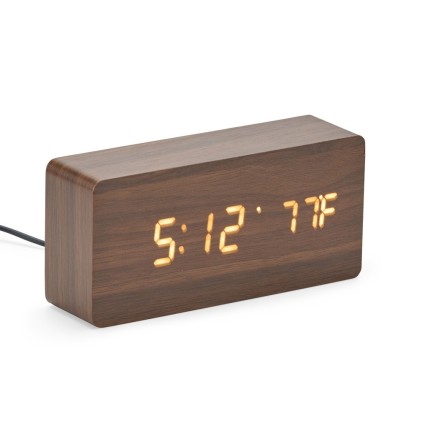 Relógio Despertador em Madeira com LED Personalizado