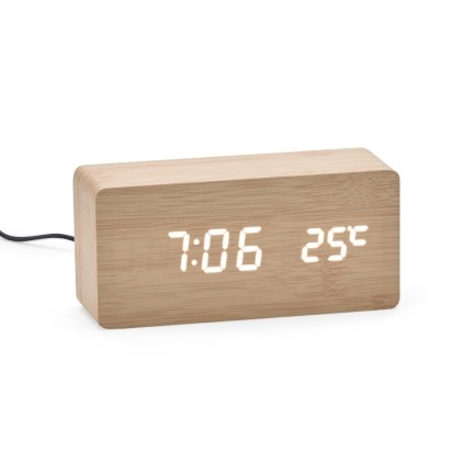 Relógio Despertador em Madeira com LED Personalizado