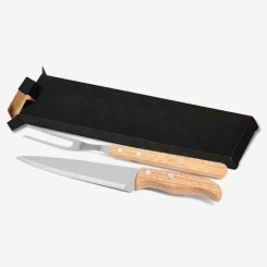 Conjunto Faca e Garfo em Madeira e Inox Personalizado