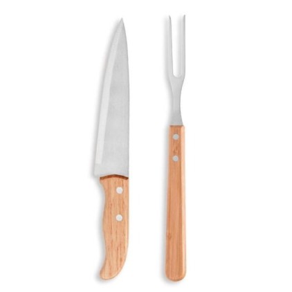 Conjunto Faca e Garfo em Madeira/Inox Personalizado