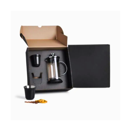 Kit Café com Cafeteira e 2 Copos Inox Personalizado