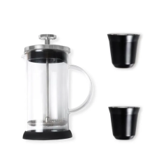 Kit Café com Cafeteira e 2 Copos Inox Personalizado