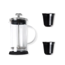 Kit Café com Cafeteira e 2 Copos Inox Personalizado