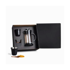 Kit Café com Cafeteira e 2 Copos Inox Personalizado