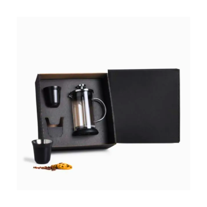 Kit Café com Cafeteira e 2 Copos Inox Personalizado