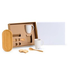 Kit Café e Chá com Bandeja em Bambu Personalizado