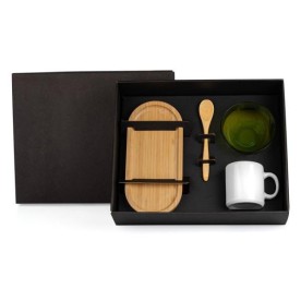 Kit Café da Manhã em Bambu e Cerâmica Personalizado