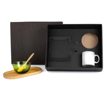 Kit Café da Manhã em Bambu e Cerâmica Personalizado