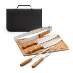 Kit Churrasco com Tábua de Bambu Personalizado
