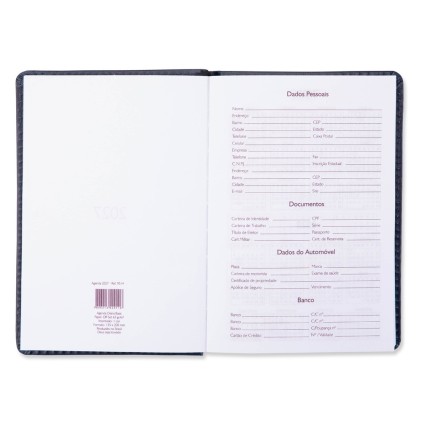 Agenda Diária 2027 Couro Sintético Personalizada
