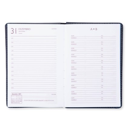Agenda Diária 2027 Couro Sintético Personalizada