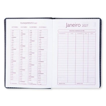 Agenda Diária 2027 Couro Sintético Personalizada