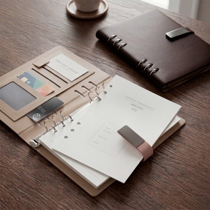 Caderno Fichário em Couro Sintético A5 Personalizado