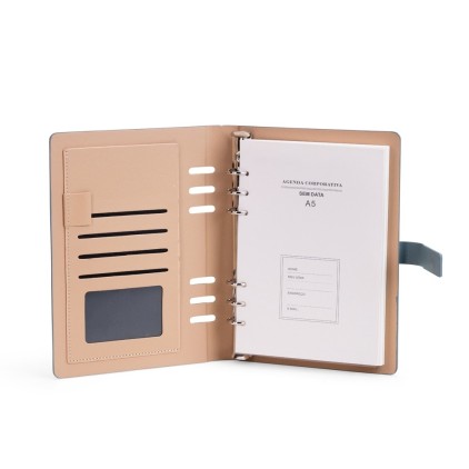 Caderno Fichário em Couro Sintético A5 Personalizado