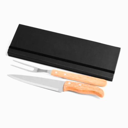 Conjunto Churrasco Inox e Madeira com Estojo Personalizado