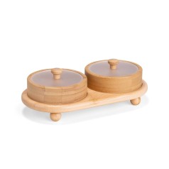 Conjunto de Potes em Bambu 2 Peças Personalizado