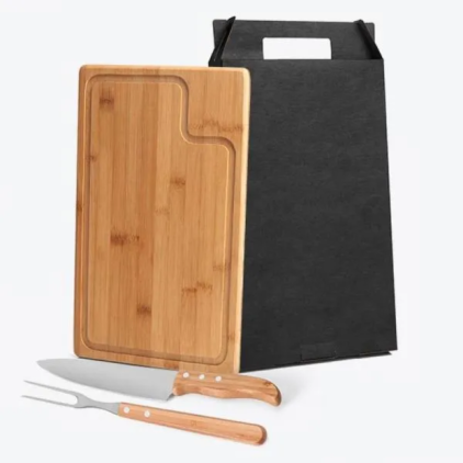 Conjunto para Churrasco em Bambu Personalizado 3 Peças