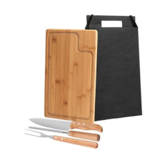 Conjunto para Churrasco em Bambu Personalizado 4 Peças