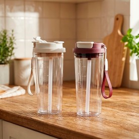 Copo 600ml com Canudo e Alça Personalizado