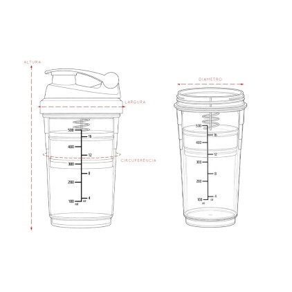 Coqueteleira 600ml com Tampa Rosqueável Personalizada
