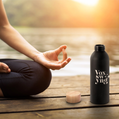 Garrafa Alumínio 550ml com Tampa Bambu Personalizada