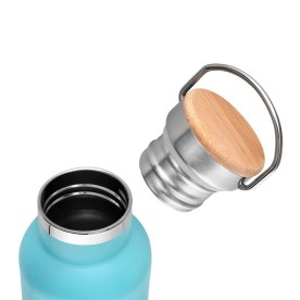 Garrafa Inox 500ml com Tampa em Bambu Personalizada
