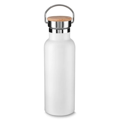 Garrafa Inox 500ml com Tampa em Bambu Personalizada