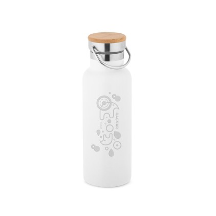 Garrafa Térmica Inox com Tampa de Bambu Personalizada