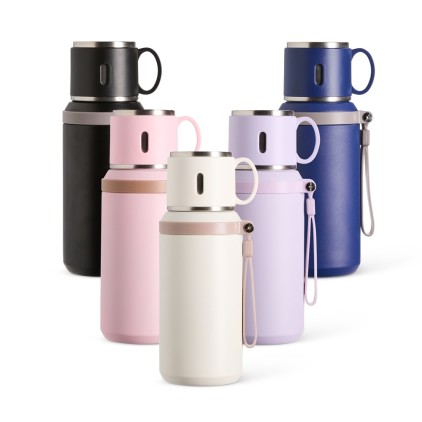 Garrafa Térmica Inox 600ml com Caneca Personalizada